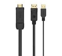 AISENS CABLE CONVERSOR A122-0641 DISPLAYPORT MACHO HDMI MACHO USB MACHO 10CM + 1.8M NEGRO