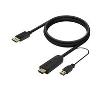 AISENS CABLE CONVERSOR A122-0641 DISPLAYPORT MACHO HDMI MACHO USB MACHO 10CM + 1.8M NEGRO