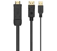 Aisens Cable Activo Hdmi 2.0 + Usb Alim. A Displayport V1.2 - Hdmi/M-Usb/M-Dp/M - 1.80m - Negro