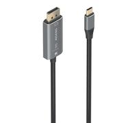 AISENS Cable Conversor Aluminio Bidireccional USB-C A DisplayPort 8K@60Hz, USB-C/M-DP/M, Negro, 1.8m
