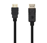 AISENS A125-0459 Cable conversor DISPLAYPORT a HDMI, DP/M-HDMI/M, negro, 1.0m