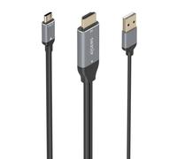 AISENS - A109-0871 - Cable Conversor Aluminio HDMI V2.0 A USB-C 4K@60Hz, HDMI/M+USB-A/M-USB-C/M, Negro, 1.8M