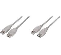 AISENS Cable Extensión USB 2.0 Tipo A Macho/Hembra 1m (Paquete de 2)
