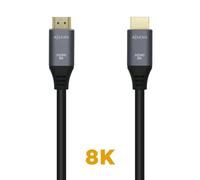 Aisens Cable HDMI V2.1 Ultra alta velocidad HEC 8K@60Hz 48Gbps A/M-A/M 2 m Gris/Negro