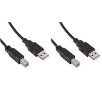 AISENS Cable USB 2.0 Impresora, Tipo A/M-B/M, Negro, 1.8M (Paquete de 2)