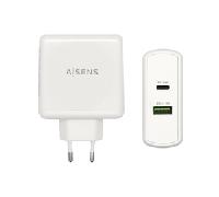 AISENS Cargador 48 W, 1x USB-C PD3.0 30 W, 1x USB-A QC3.0 18 W, Blanco ASCH-2PD30QC-W