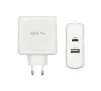 AISENS - ASCH-2PD45A-W - Cargador PD 3.0 45W 1XUSB-C, 5V/2.4A 12W 1XUSB-A, 57W, Blanco