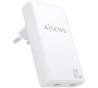 Aisens cargador de pared gan ultra delgado 65w, 2xusb-c pd3.0 qc4.0, b