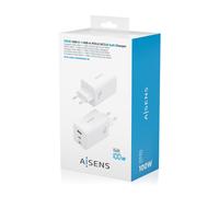 Aisens cargador gan 100w, 2xusb-c pd3.0 qc4.0 qc5.0, 1xusb-a qc3.0, blanco