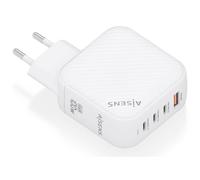 AISENS Cargador GaN 100W, 3xUSB-C PD3.0 QC4.0, 1xUSB-A QC3.0, Blanco