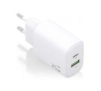 AISENS Cargador GaN 25W, 1xUSB-C PD3.0, 1xUSB-A QC3.0, Blanco