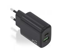 AISENS Cargador GaN 25W, 1xUSB-C PD3.0, 1xUSB-A QC3.0, Negro