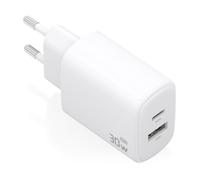 Cargador de pared gan aisens a110-0977/ 1xusb tipo-c/ 1xusb/ 30w/ blanco