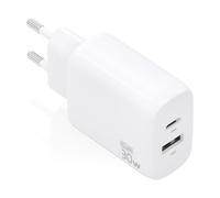 AISENS Cargador GAN 30 W, 1 x USB-C PD3.0 QC4.0, 1 x USB-A QC3.0, Blanco