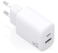 Aisens cargador gan 30w, 1xusb-c pd3.0 qc4.0, 1xusb-a qc3.0, blanco
