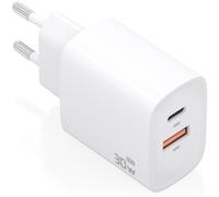 Cargador de Pared GaN Aisens A110-0952/ 1xUSB Tipo-C/ 1xUSB/ 30W/ Blanco