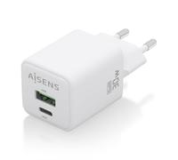 AISENS - Cargador Gan 30W, 1xUSB-C PD3.0 QC4.0, 1xUSB-A QC3.0, Blanco - ASCH-30W2P037-W