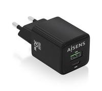 AISENS Cargador Gan 30W, 1xUSB-C PD3.0 QC4.0, 1xUSB-A QC3.0, Negro