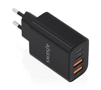 Aisens Cargador GaN 32 W – 2 x USB-C PD3.0, 2 x USB-A – Negro