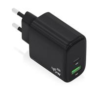 AISENS Cargador GAN 45 W, 1 x USB-C PD3.0 QC4.0, 1 x USB-A QC3.0, Negro
