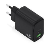 AISENS - CARGADOR GaN 45W, 1xUSB-C PD3.0 QC4.0, 1xUSB-A QC3.0, NEGRO