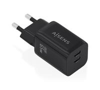 AISENS Cargador GAN 65 W, 2 x USB-C PD3.0 QC4.0, Negro