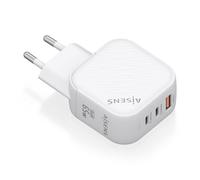 AISENS Cargador GaN 65W, 2xUSB-C PD3.0 QC4.0, 1xUSB-A QC3.0, Blanco