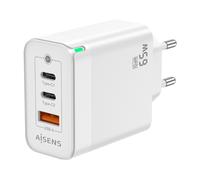 AISENS - Cargador Gan 65W, 2xUSB-C PD3.0 QC4.0, 1xUSB-A QC3.0, Blanco - ASCH-65W3P007-W