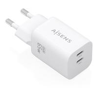 Aisens cargador gan 65w, 2xusb-c pd3.0 qc4.0, blanco