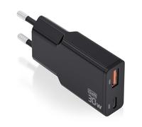 AISENS Cargador GAN Ultra Delgado 30 W, 1 x USB-C PD3.0 QC4.0, 1 x USB-A QC3.0, Negro