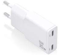 Aisens cargador gan ultra delgado 30 w, 2 x usb-c pd3.0 qc4.0, blanco