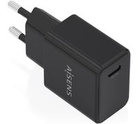 AISENS Cargador GAN USB-C PD3.0 1 x USB-C 20 W, Negro