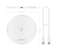 AISENS - Cargador Inalambrico USB-C 15W Para Movil, Blanco