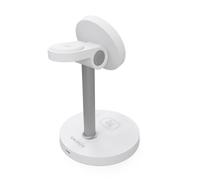 AISENS - Cargador Inalambrico USB-C 3 en 1 De 15W Para Movil, Apple Watch, Auriculares Con Estuche De Carga, Blanco