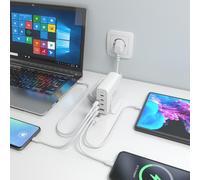 AISENS - Cargador Sobremesa GaN 140W, 3x USB-C PD3.1 QC4.0 QC5.0, 1x USB-A QC3.0, Blanco