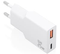 AISENS Cargador Ultra Delgado GAN 25 W, 1 x USB-C PD3.0 QC4.0, 1 x USB-A QC3.0, Blanco