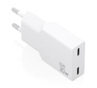 AISENS Cargador Ultra Delgado GAN 30 W, 2 x USB-C PD3.0, Blanco