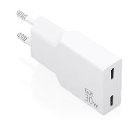 AISENS - CARGADOR ULTRA DELGADO GaN 30W, 2xUSB-C PD3.0, BLANCO