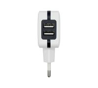 AISENS - Cargador USB 17W 5V/3.4A, 2xUSB Con Control AI, Blanco