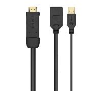 AISENS Conversor Activo HDMI 2.0 + USB Alim. a DISPLAYPORT V1.2, HDMI/M-USB/M-DP/H, Negro, 10CM