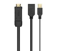 AISENS Conversor Activo HDMI 2.0 + USB Alim. a DISPLAYPORT V1.2, HDMI/M-USB/M-DP/H, Negro, 10CM A122-0642