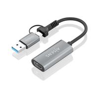 AISENS - Conversor Aluminio USB-A+USB-C A HDMI 1080P@60Hz, USB-A/M+USB-C/M-HDMI/H, Gris, 15cm