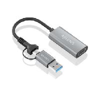 Conversor HDMI Aisens A109-0913/ USB + USB Tipo-C 3.1 Macho - HDMI Macho/ 15cm/ Gris