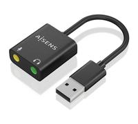 AISENS Conversor USB-A a Audio 48KHz, USB-A/M-2xJack 3.5/H, Negro, 10 cm