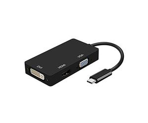 AISENS - CONVERSOR USB-C A DVI/HDMI/VGA, USB-C/M-DVI/H-HDMI/H-VGA/H, NEGRO, 15CM