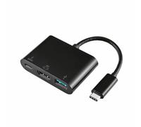 AISENS - CONVERSOR USB-C A HDMI/USB-C/TIPO A USB 3.0, 3 EN 1, NEGRO, 15 CM