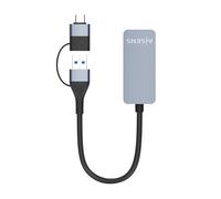 AISENS - Conversor USB3.2 Gen1 USB-A+USB-C a Ethernet 2.5G 10/100/1000/2500 Mbps, Gris, 15cm