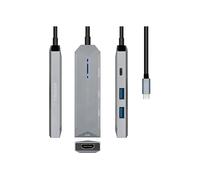 AISENS - DOCK USB-C 4 EN 1, USB-C A 1xHDMI, 2xUSB, 1xPD, GRIS, 15CM