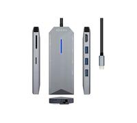 AISENS - DOCK USB-C 8 EN 1, USB-C A 1xHDMI, 1xRJ45, 3xUSB, 1xPD, 1xSD, 1xMICRO SD, GRIS, 15CM
