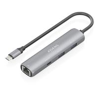 Aisens dock usb-c a ethernet gigabit + hub 1xusb-c+2xusb-a, gris, 15cm